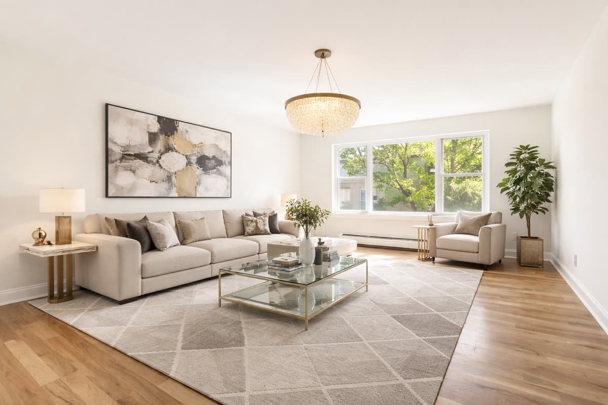 Open Plan after AI virtual staging — Contemporary style